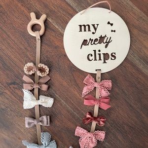 Bow/Clips Holder Wood New